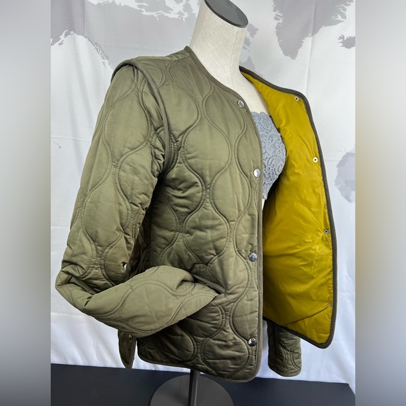 Mango olive green quilted jacket, size small - Picture 2 of 15